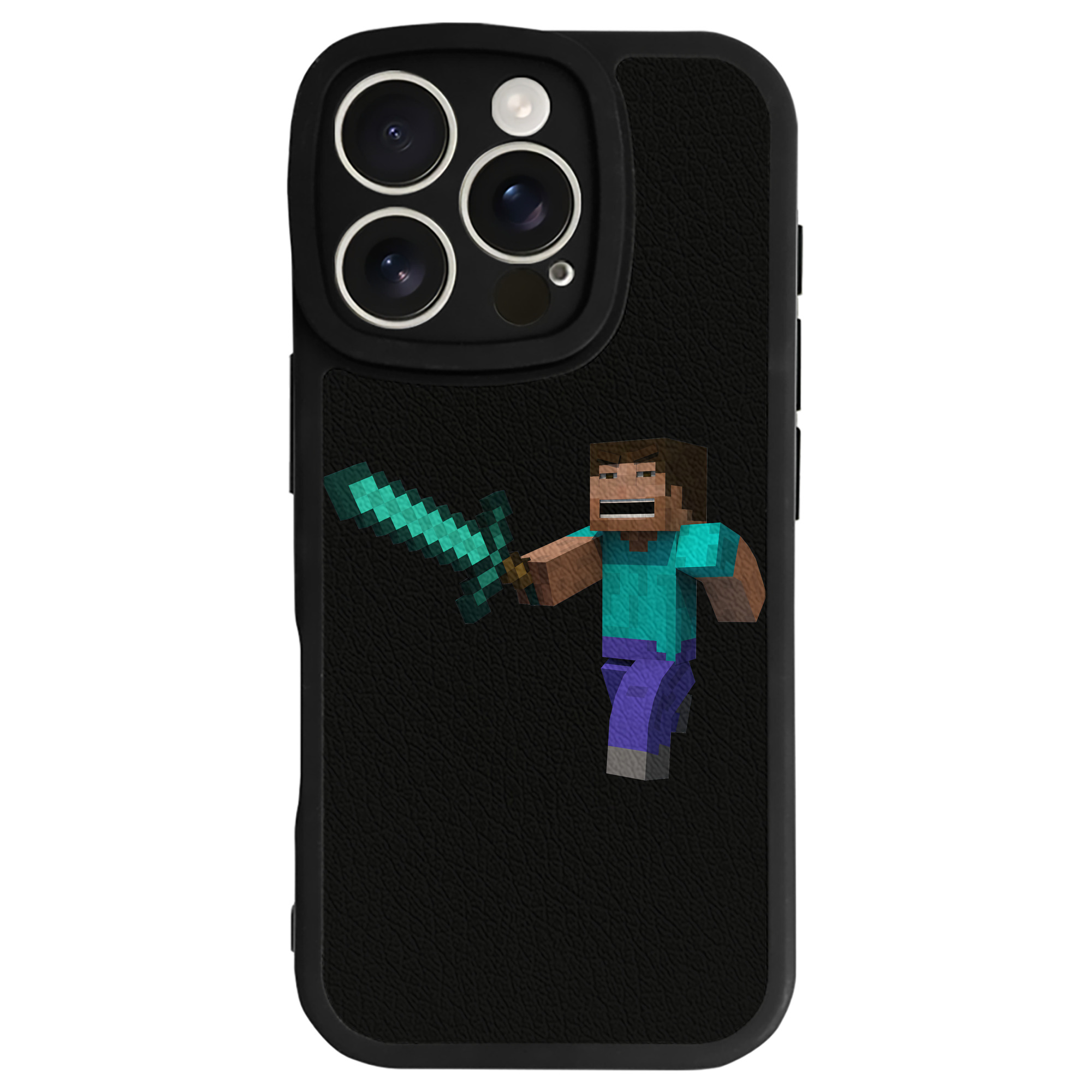 （画像用） マインクラフト ブロックの世界 Minecraft MC Block world 【iPhone 16シリーズ対応】シリコンスマホケース（レザー調） 材質：シリコン